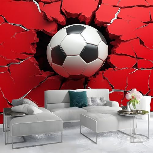 Papel pintado 200 x 140 cm Papel tapiz fotográfico Fotomurales Vista 3D Fútbol Deportes Abstractos Oficina Lana Decoración De Pared Sala Cuarto Rojo