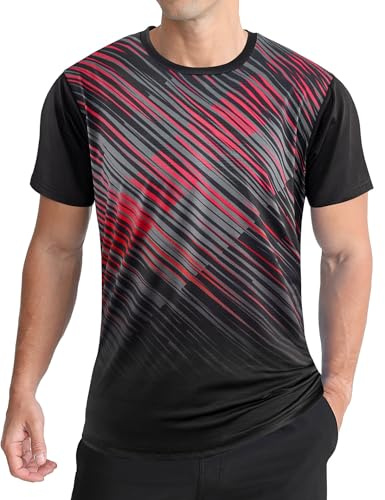 APTRO Camiseta Deportiva para Hombre con Diseño Degradado, Manga Corta, Tejido Elástico y Transpirable para Deportes