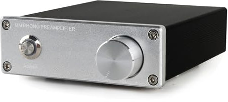 Preamplificatore Phono MM/MC, Preamplificatore per Giradischi, Preamplificatore Hi-Fi, con Volume Reabile, Ingresso e Uscita, Adattatore di Alimentazione DC 12V, per Mini Giradischi Audio Ster
