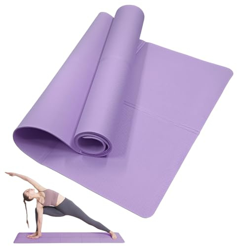 Tapis de Yoga Classique pour Femmes et Hommes, NIUAWASA Portable 4mm Tapis de Gymnastique EVA pour Fitness Yoga Pilates Entraînement Camping en Plein Air Voyager (Violet)