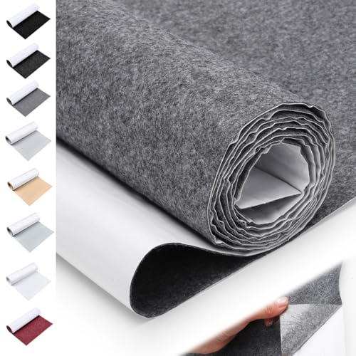 LOMUG Filz Selbstklebend 1mm Schwarz, 40x220cm Klebefilz Selbstklebend Filzstoff Meterware, Selbstklebender Filz Bastelmaterial Innenraumverkleidung Autostoff Reparatur Bezugsstoff Bastefilz DIY