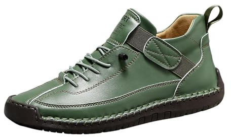Vandringsskor herr vattentäta ventilerande, fritidsskor herr läder gummiskor halkfria platta skor mjuk sula joggingskor enfärgade barfotaskor casual arbetsskor unisex, Grön, 38 EU