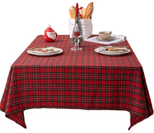 Dianzan Vintage Weihnachtstischdecke Rot & Grün Gingham Weihnachtstischdecken Karierte Tischdecke Rechteckige Karierte Tischdecke Für Weihnachten Neujahr