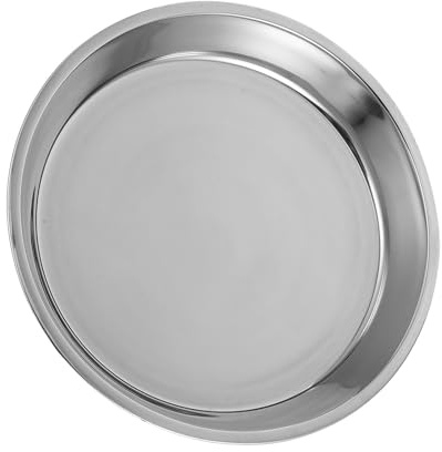 STOBAZA Assiette Ronde Acier Inoxydable Plat à Dessert ou Fruits Design Élégant Facile à Nettoyer et Transporter Argent