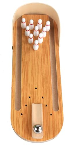 Laikoutd Bowling Spiel Set Holz Tischplatte Spielzeug Bowling Set