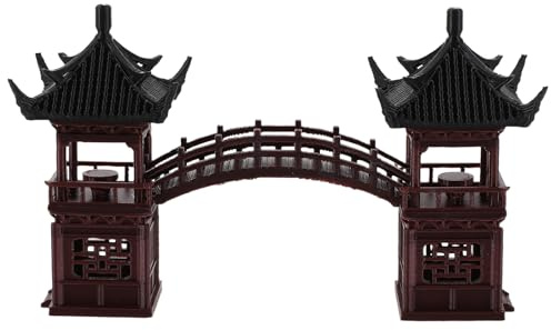 GOTTAJOY Miniature Japanese Pagoda with Bridge Zen Garden Bonsai Accessories for Desk Decor