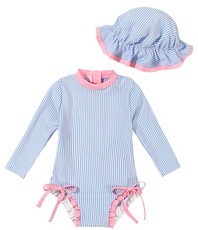 JiAmy Traje de baño de bebé niña con sombrero de sol manga larga protección UV traje de baño para bebé niña traje de baño traje de baño