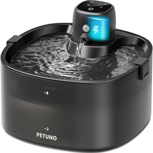 Wireless Cat Water Fountain, Cat Fountain Battery Operated, 78oz/2.3L Pet Water Fountain Cordless, 4000mAh Rechargeable Automatic Fountain with Motion Sensor, Ultra-Quiet Pump & Locking Lid, Black