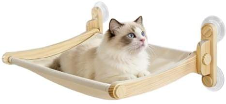 Hamaca para Gatos En Ventana, Asiento Cama para Gatos con Ventosas, Perchero Plegable para Gatito, para Gatitos Interior Casa Apartamento Sala de Estar Dormitorio Rincón de la Pared