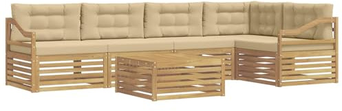 vidaXL Utomhussoffset 6 st Vit och Beige Polyester
