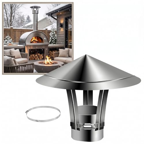 Comignolo Antivento Antipioggia per Camino Terminale Canna Fumaria a Cono Cappello Scarico Fumi in Acciaio Inossidabile Copertura Tetto per Stufa a Pellet Esterni Cappa Metallo(120mm)
