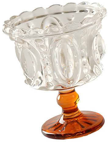 Nucelit Dessertglas med intrikat präglingsmönster glasskopp för underhållande gäster och familjesammankomster efterrättsskål högt glas med intrikat präglingsmönster glasskopp