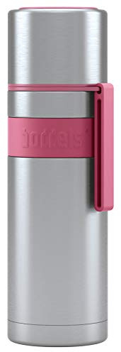 Isolierflasche HEET 500ml – Thermoflasche aus Edelstahl, Doppelwandig, Vakuum-Isolierte Thermoskanne mit Becher, Auslaufsicher, BPA-frei, Hält 12h warm, 360° Verschluss, Trageschlaufe (Himbeerrot)