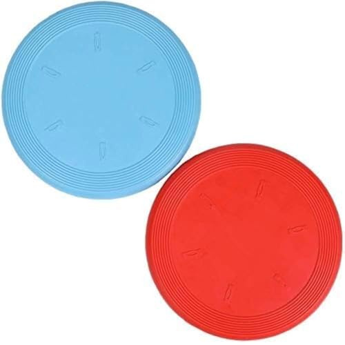 Hundflygande leksak, hund flygande skiva, paket med 2, (röd + blå) 19 cm