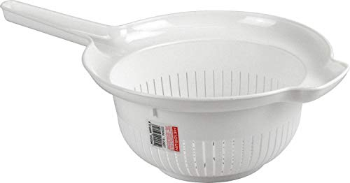 Sterling Ventures Deep Plastic Colander Food Strainer with Handle. Diameter 24cm (White)