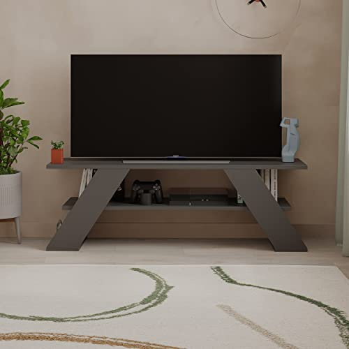 HOCUS PICUS Modern Designed TV Unit for living room up to 48 TVs - 120 x 40 x 33 cm - Easy to Assemble and Clean (Anthracite)