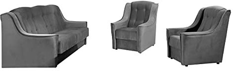 Polstergarnitur Niagara 3+1+1, Sofa mit Bettkasten und Schlaffunktion + Zwei Sessels, Armchair, Bettsofa, Couch, Komfortsofa, Polstermöbel (Kronos 22)