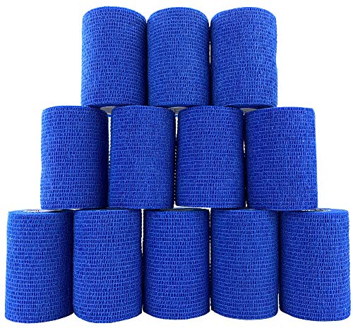 Inksafe Blau Selbsthaftende kohäsive Bandagen, Haftbandage 7,5 cm x 4,5 m, Box mit 12 Stück