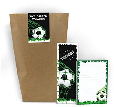 12 Blöcke + 12 Lesezeichen + 12 Geschenktüten + 12 Aufkleber Fussball Fußball Mitgebsel Gastgeschenk beim Geburtstag Kindergeburtstag Jungen