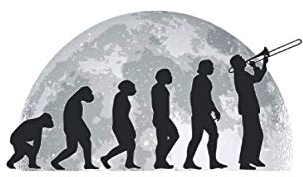 Posaune Notizbuch: Posaunist Evolution Mond Posaune Posaunenspieler / 6x9 Zoll / 120 karierte Seiten Seiten