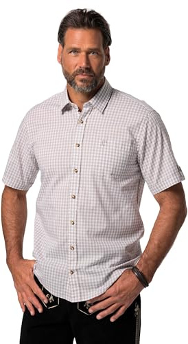 JP 1880 herrstora storlekar, överdimensionerade herrkläder, L-8XL, skjorta, kostym, halvärm, Kent krage, modern passform 723283, Kiesel, 4XL