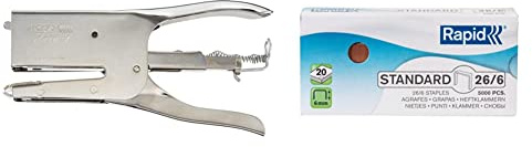 Rapid Pince-Agrafeuse Classic K1, Pour Agrafes 26/6 et 26/8mm, Capacité 50 Feuilles, Métal, Chrome, 10510602 & Standard Agrafes 26/6 x5000