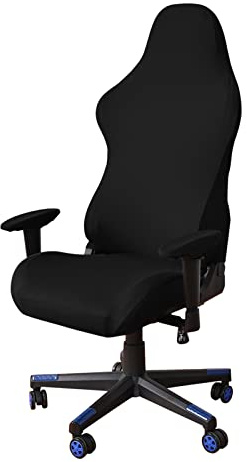 Gaming Stuhl Bezug Gamingstuhl Bezüge 4 Stück,Gaming Stuhlhussen mit Armlehnen/Stuhlrücken Bezug/Bürostuhl Bezug,Gamning-Stuhl Dehnbare Abnehmbar Waschbar für Computerstuhl,Kein Stuhl - Schwarz