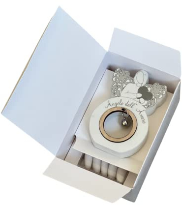 Regalami.Shop bomboniera Angelo dell' Amore in Marmo di Carrara e Legno cm 11,5x7 comleto di Tutto (Angelo dell' Amore)