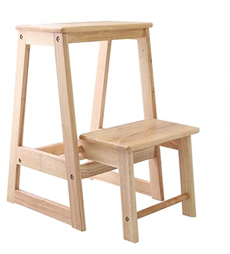 LFIEVO Escabeau Pliant en Bois Massif Marche Élargie Et Épaissie Facile À Retourner Design Renforcé Échelle Sûr et Solide Capacité de Charge de 150kg Facile À Entretenir Maison