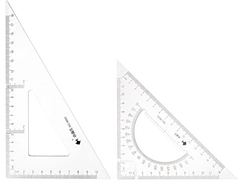 sourcing map 2 Stück Dreieckslineal, Quadratisch, 18cm, 16cm, 30/60 und 45/90 Grad, Messwerkzeuge für Klassenzimmer, Heimbüro, transparent
