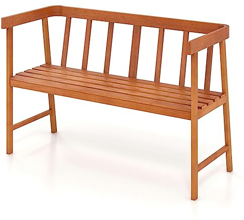 KOMFOTTEU 2 Sitzer Gartenbank, Parkbank aus Akazienholz, Balkonbank mit Rückenlehne und Armlehnen, Sitzbank bis 360kg belastbar für Balkon Terrasse Garten, 110 x 46 x 72 cm, Natur