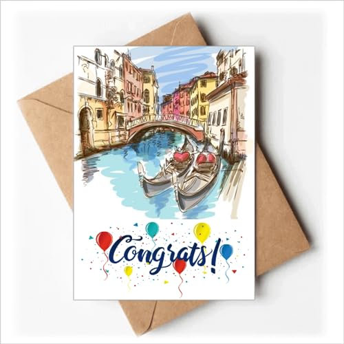 Italien Venedig Landschaft Aquarell Malerei Hochzeit Karten Glückwunsch Gruß Umschläge