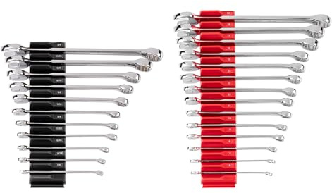 TEKTON - Juego de llaves combinadas con organizadores modulares, 25 unidades (1/4-3/4 pulg., 6-19 mm) (WCB95301)