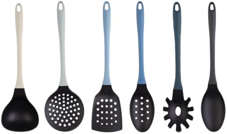 MasterChef Set Utensili Cucina con Mestoli, Spatola, Cucchiaio, Leccapentole, Set Pasticceria e Altro AntiGraffio e Resistente al Calore, Casa Accesori Antiaderente, Blu