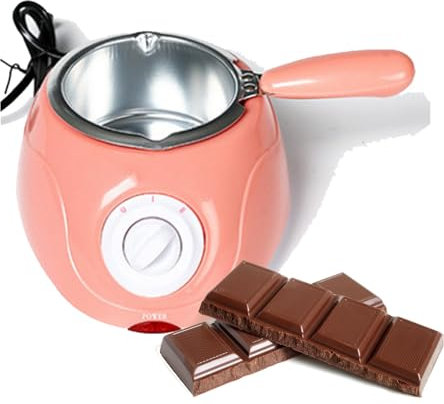 Chocolate Melting Warming Fondue Set - 25W Electric Machine Keep Warm Dipping Function & Removable Pot - Perfect for Melting Chocolate, Candy, Butter & Cheese - Ideal for Parties (Color : Pink, Size