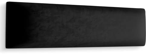 Muralo Panel de Pared Tapizado de Terciopelo - 70x15 cm, Negro | Cojín de pared acolchado en terciopelo, efecto 3D, montaje en la pared con adhesivo, ideal como cabecero de cama o respaldo