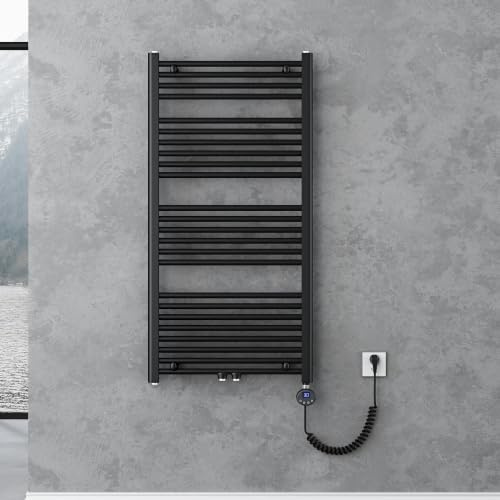 doporro Elemento Riscaldante per Radiatore da Bagno 600 W con Interruttore | Colore Nero, Acciaio al Carbonio, Potenza 600 W, Installazione Verticale, Protezione dal Surriscaldamento, Montaggio a Parete