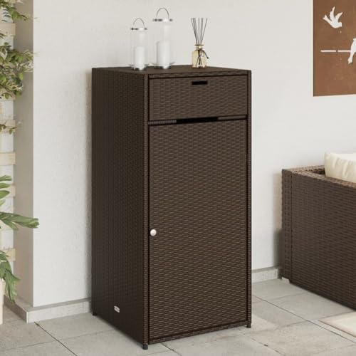 Chaduof Gartenschrank Braun 55x55x111 cm Poly Rattan, Geräteschuppen, Gerätehaus, Wetterfest, Outdoor Schrank, Gartenhausschränke, Terrassenschrank - 365560