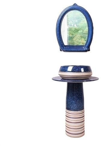 Lavabo su piedistallo Lavabo da Bagno Piccolo su Piedistallo, Lavandino da Pavimento da 15,7 Lavabo da Bagno, Lavabo a Colonna in Ceramica Vintage for Interni ed Esterni Mobile lavabo indipendente (