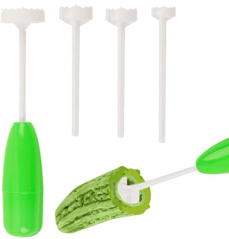 Obstentkerner Gemüsetwister Veggie Drill mit 4 Größen Bohraufsätzen, Chili Kernentferner, Veggie Fruit Corer Drill mit Anti Rutsch Griff, Küchenhelfer, für Coring und Aushöhlen Gemüse, Obst