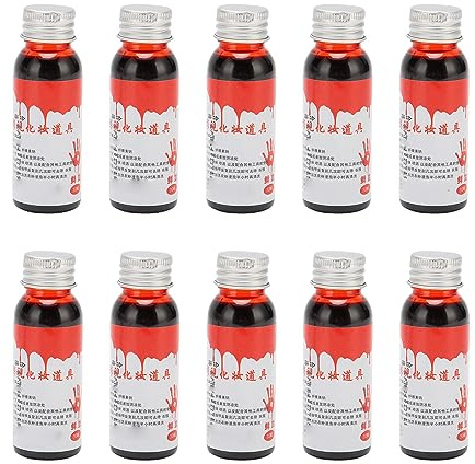 Zhangpu 10 unidades de sangre artificial, 30 ml por botella, lavable de forma segura, efectos realistas, sangre escénica para Halloween, maquillaje, cosplay, juegos de rol teatral (sangre)