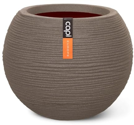 Capi Europe - Vaso palla Rib NL - 40x32 - Marrone talpa caldo - Apertura Ø40 - Vaso da interno e da esterno - KWTR270