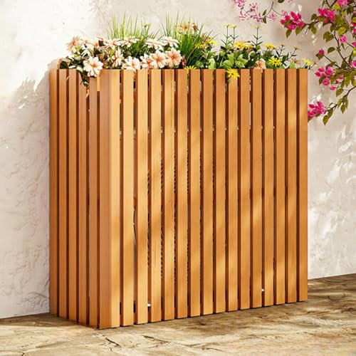 Telaio in legno per condizionatore d'aria a pompa di calore con copertura nascosta per supporto per fiori da giardino
