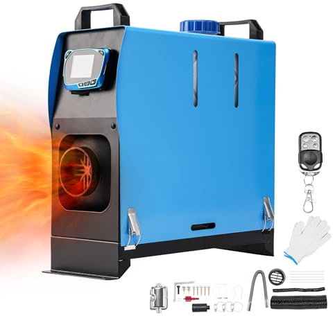 Riscaldatore d'aria diesel 8KW 12V Riscaldamento rapido Riscaldatore diesel tutto in uno con silenziatore Display LCD remoto, riscaldamento notturno portatile a gasolio silenzioso per camper, auto,