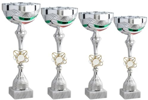 Hole Gadget | Set 4 Premiazioni Personalizzate Coppa Trofeo con Targhetta Inclusa Trofei e Coppe Varie Misure per Sporto, Calcio, Basket, Volley, Eventi Sportivi, Fantacalcio 12.279G