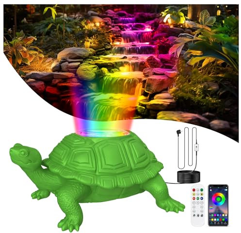 OSREE Luci per Laghetto Subacquea IP68 Impermeabile, 6W Faretti LED Laghetto con Controllo APP, Luci per Laghetto Sommerse con 12V Trasformatore e Timer per Fontana Cascata Giardino Acquario Verde