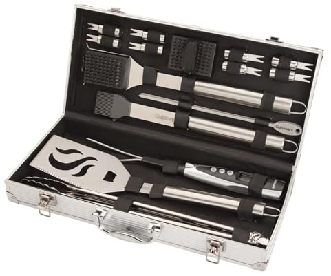 Cuisinart Ensemble de Luxe 20 pièces en INOX pour BBQ | Ustensiles et Accessoires: spatule, Pinces, Fourchette à température et Plus | Idéal pour Les grillades et barbecues (20 Pieces Set)