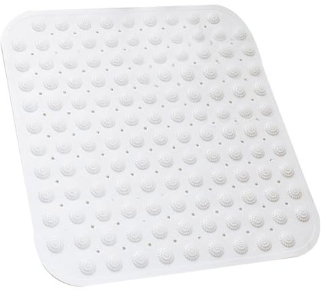Tapis De Douche Antidérapant, 48 x 48 cm,Tapis Anti Dérapant avec Ventouses Et Trous de Drainage,Carré Tapis de Douche, Lavable en Machine, pour Personnes âgées, Blanc