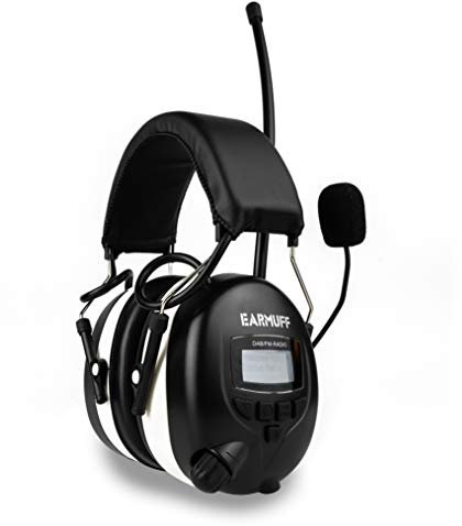 EARMUFF Gehörschutz mit DAB und FM Radio, Bluetooth & 31dB Dämmung | Radio hören & Musik vom Handy abspielen | elektronischer Ohrenschutz für Erwachsene | Schallschutz für Baustellen & Gartenarbeit