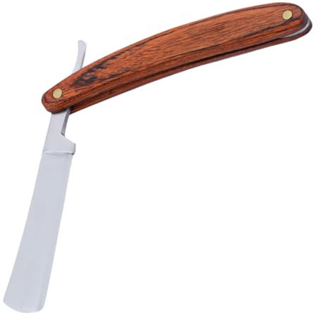 WRITWAA Rasoir De Sûreté Droit Portable Manche En Bois Classique Pour Homme Usage Professionnel Domicile